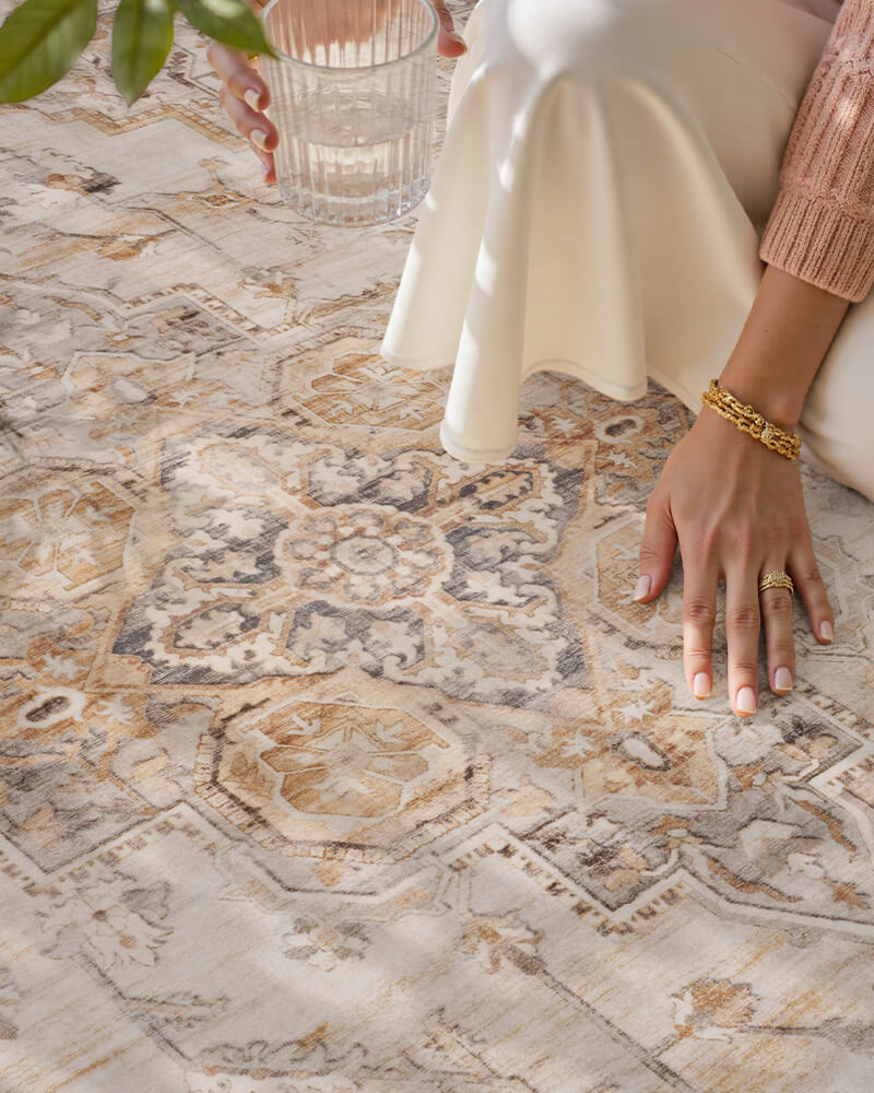 Washable boho area rug designed for busy lifestyle homes and frequent use