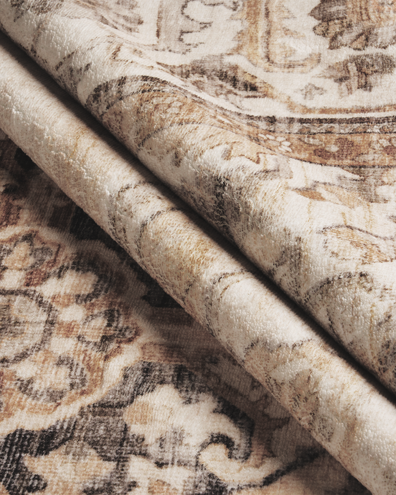 MontVoo vintage floral area rug, washable and soft, perfect for bedroom and living room spaces.