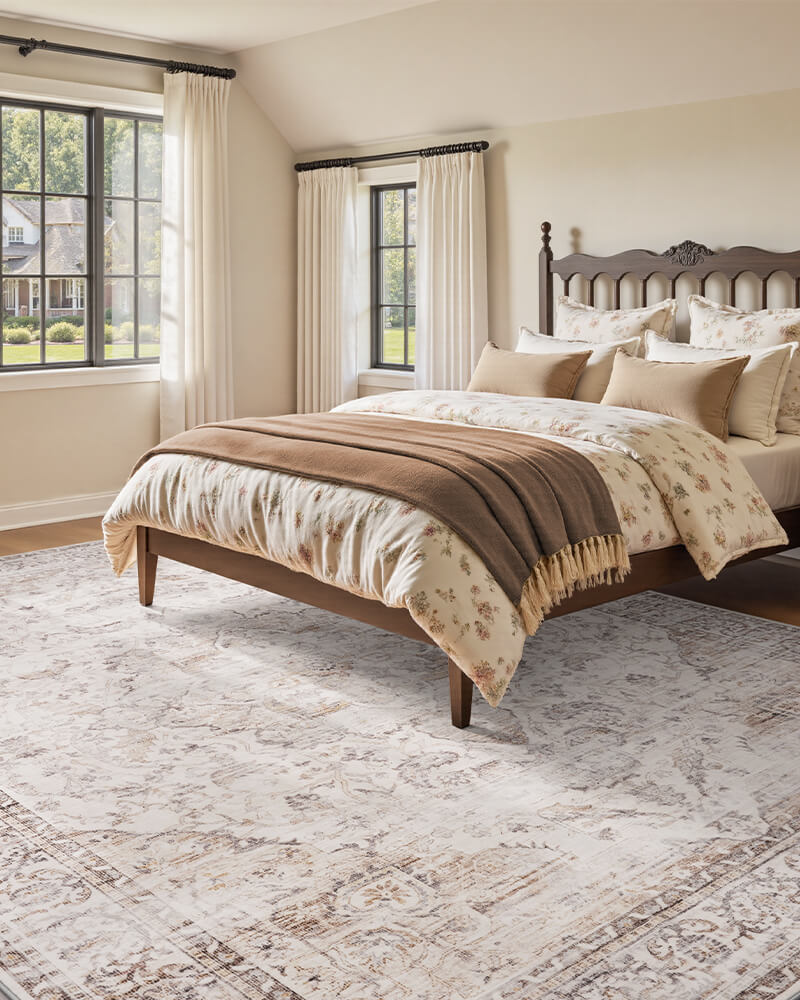 Machine washable boho area rug made for everyday home use