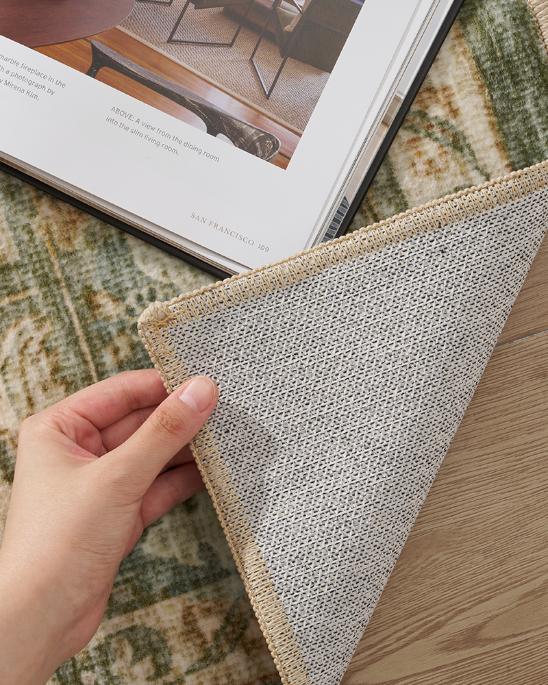 MontVoo boho neutral area rug with soft fibers, perfect for bedroom comfort and warmth.