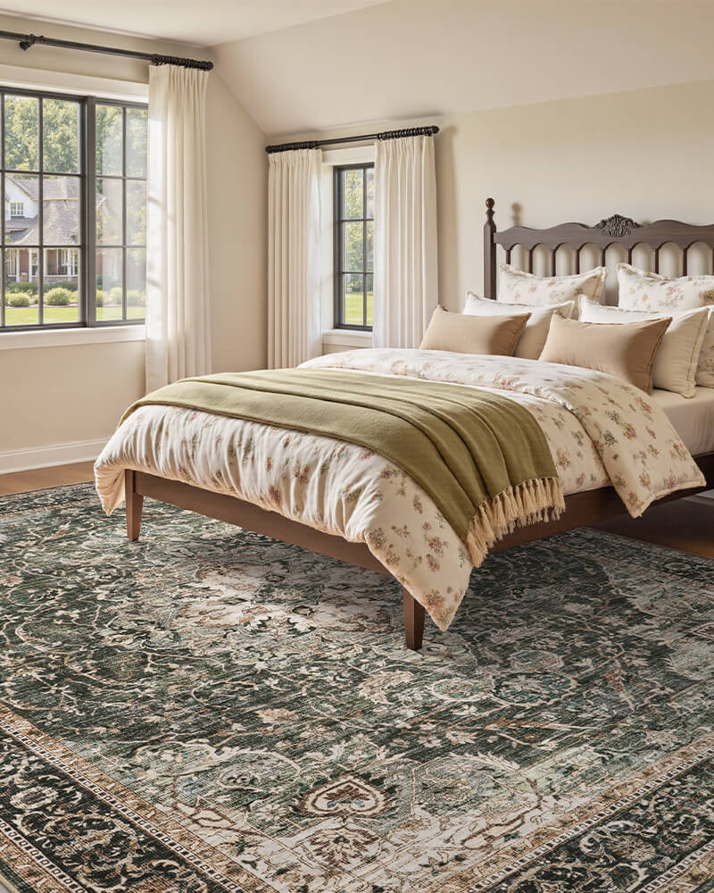 Easy clean boho area rug with soft touch feel for home decor