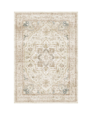 MontVoo boho neutral area rug, soft luxurious fibers, non-slip and washable for bedroom or office.