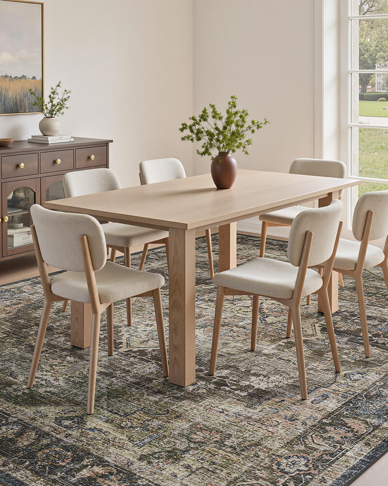 Boho area rug with non slip design supporting home safety, washable fabric rug for home with pets and kids.