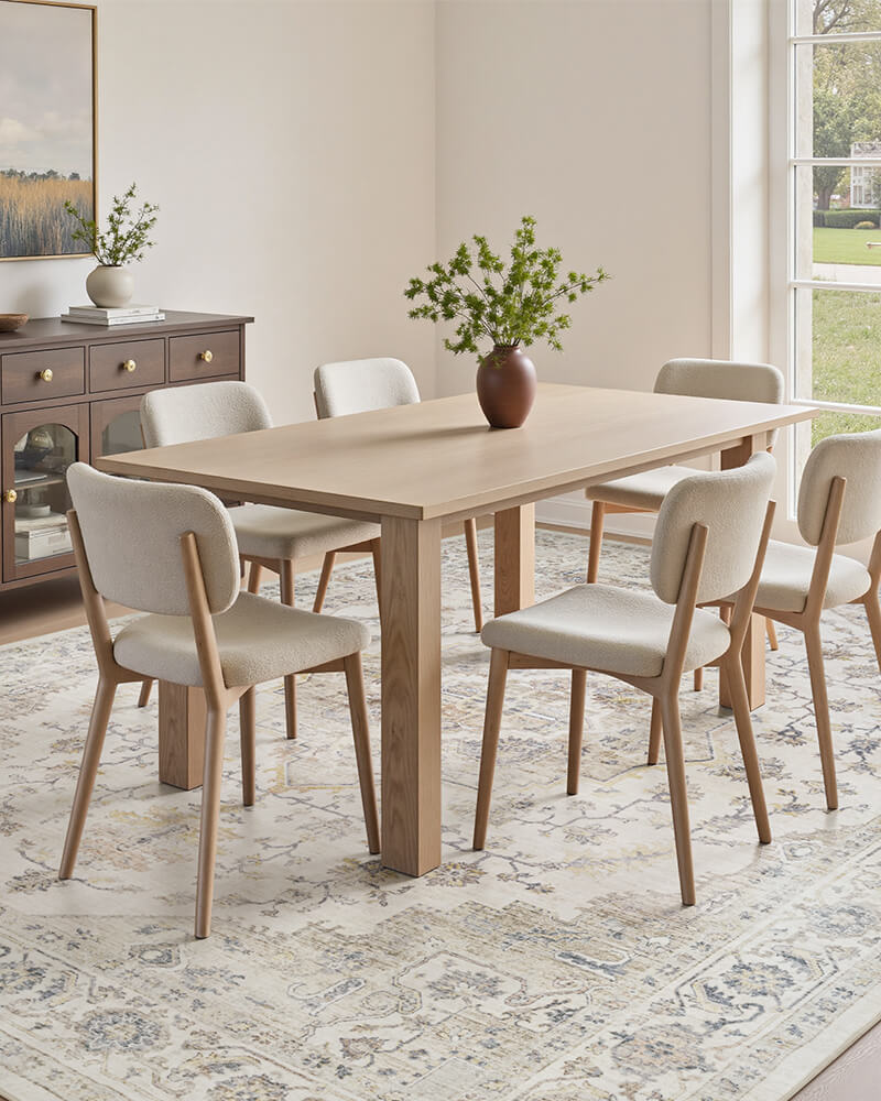 Floral farmhouse rug with washable fabric, suitable for high-traffic area.