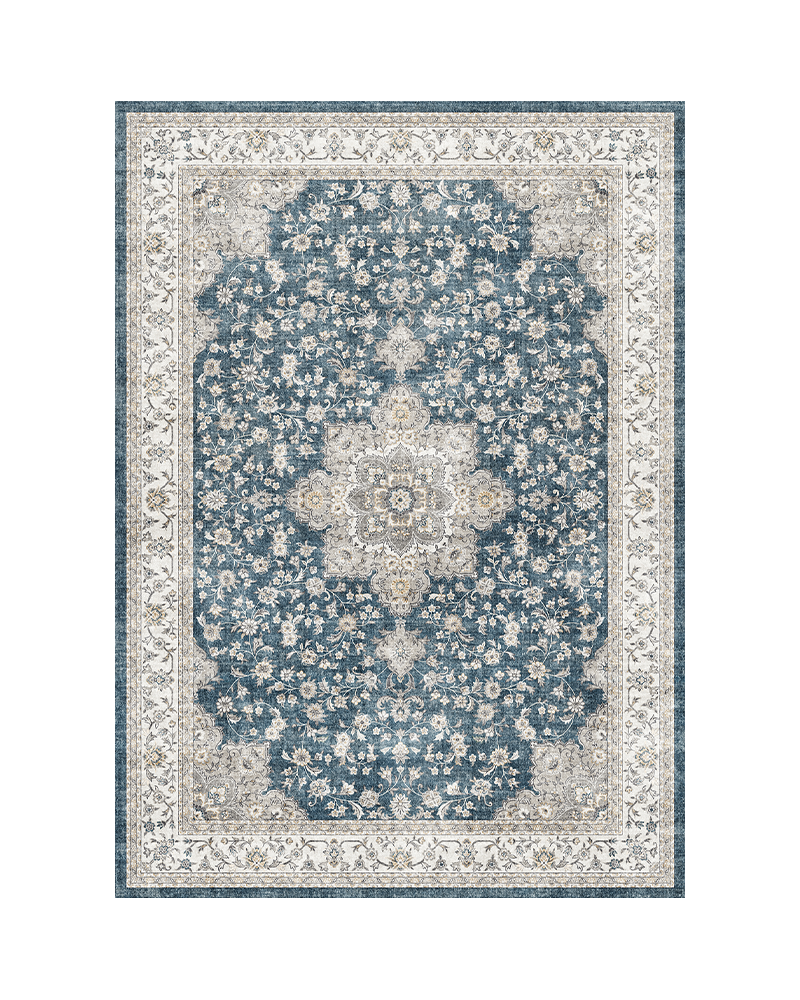 MontVoo floral vintage area rug, washable, non-slip and durable, suitable for office and dining room.