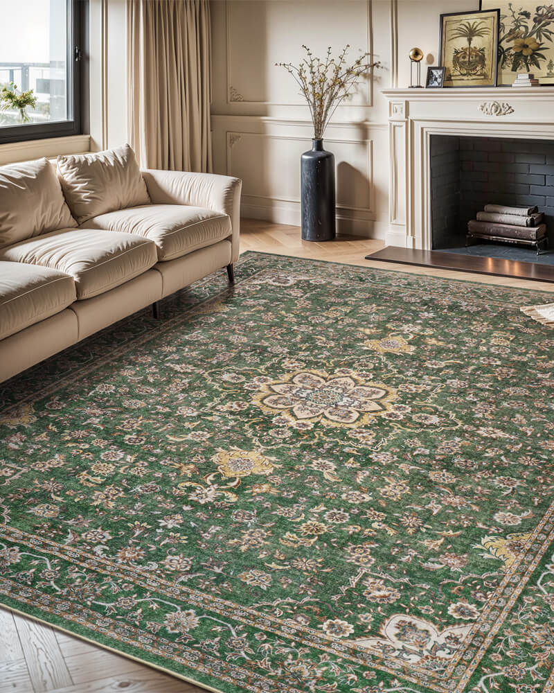 Boho area rug with elegant texture fitting modern decor trends