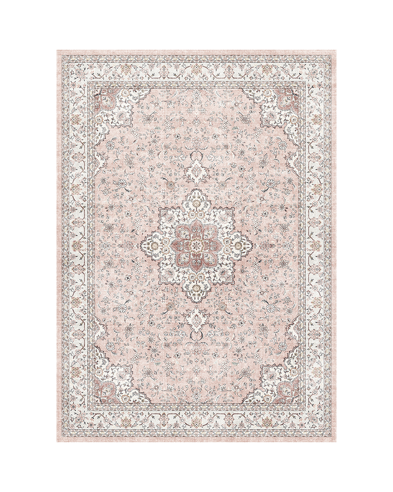 MontVoo floral vintage area rug, soft and warm, ideal for living room and office spaces.