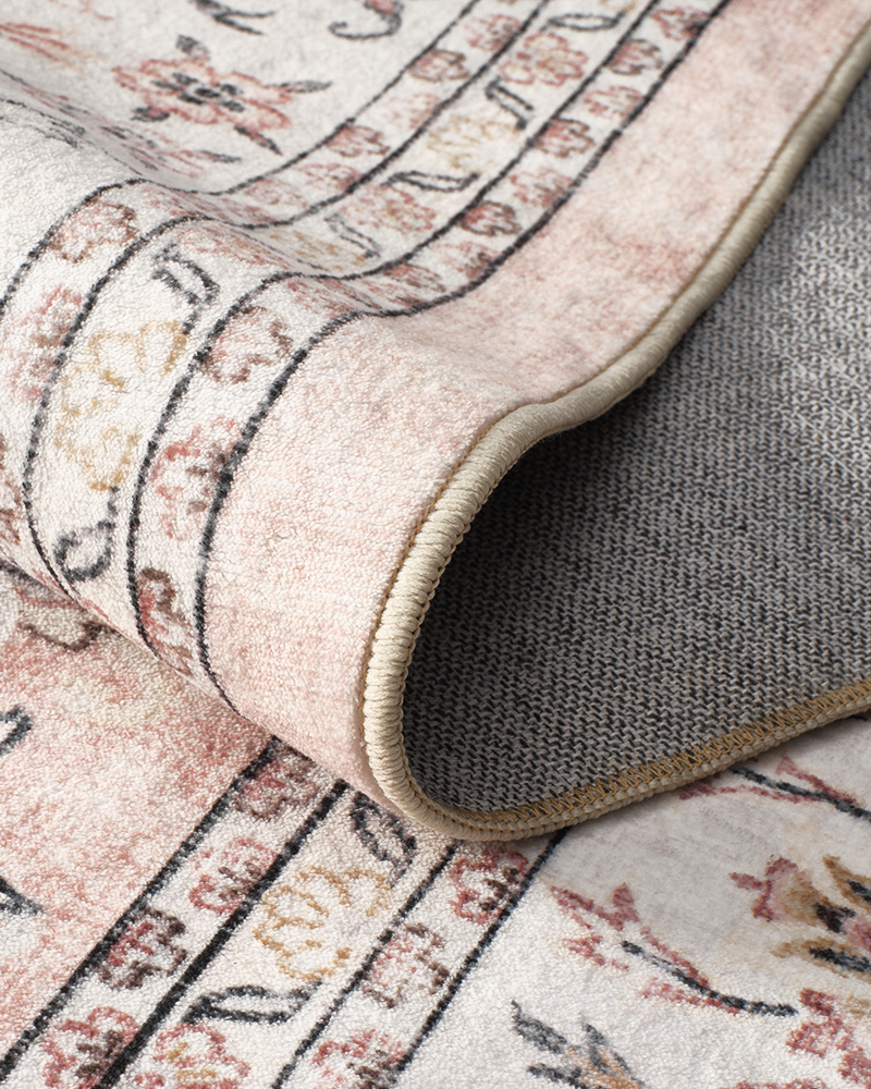 MontVoo floral vintage area rug, durable and non-slip, perfect for bedroom and living room.