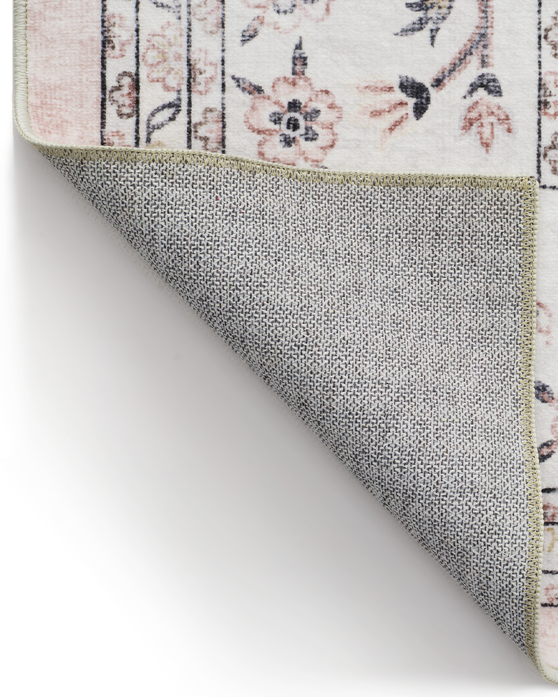 MontVoo floral vintage area rug, washable and soft, perfect for bedroom and dining room.