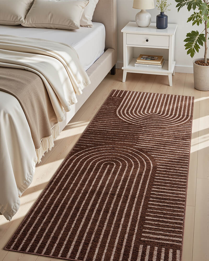Washable rug runner used in a hallway for everyday living and high-traffic areas