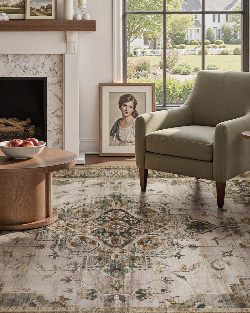 MontVoo boho vintage area rug, stylish and soft, perfect for living room decor.