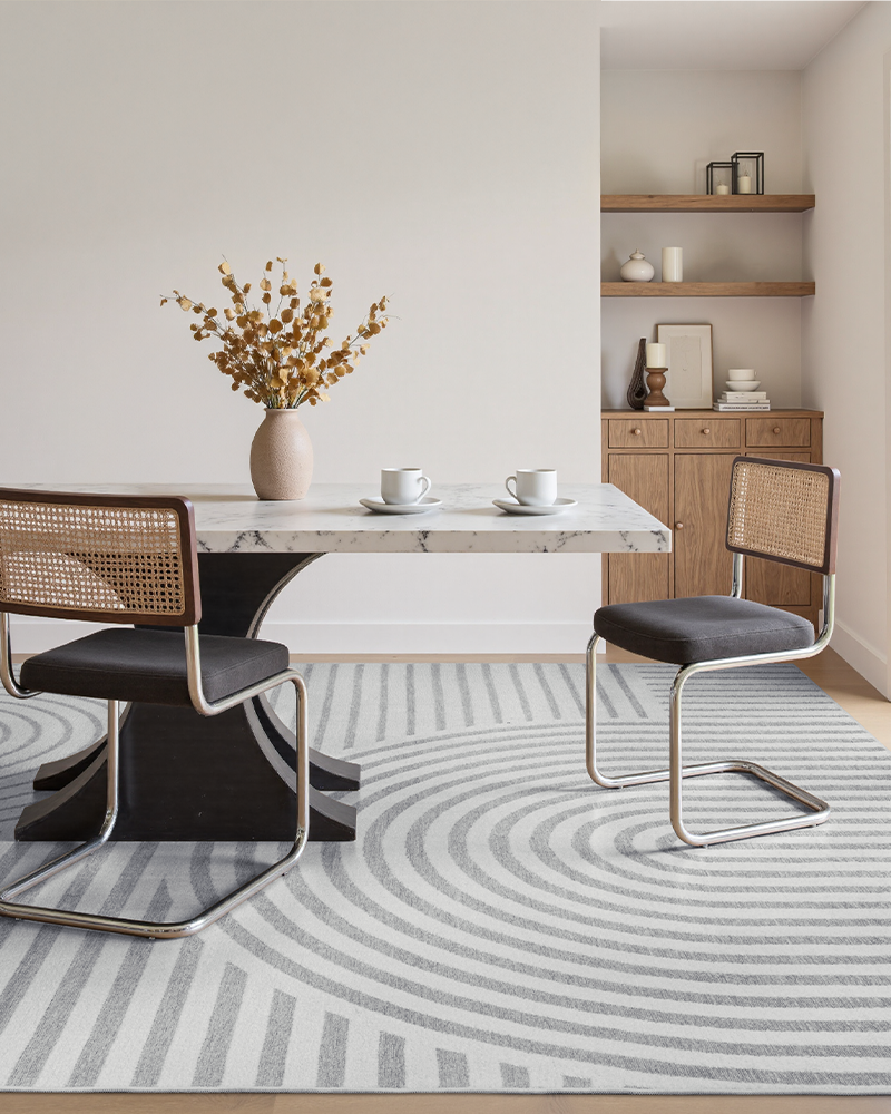 MontVoo modern area rug, non-slip backing, perfect for living room and bedroom safety.