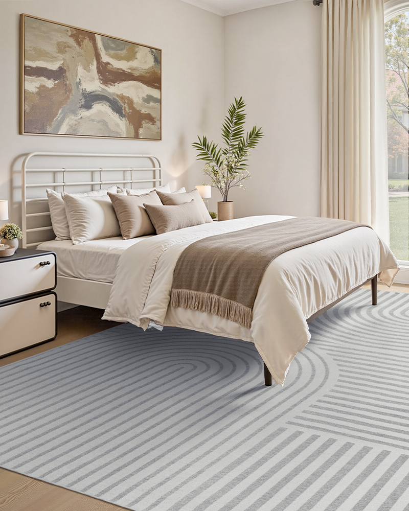 MontVoo modern area rug, soft and warm, cozy for bedroom floors and pets.