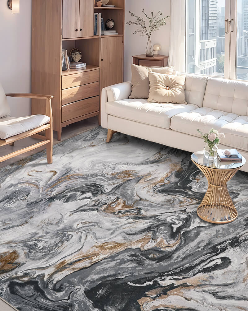 Modern area rug versatile enough for bold or neutral decor schemes