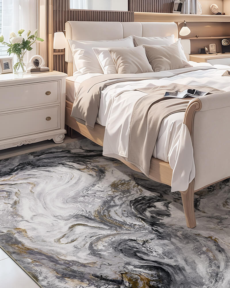 Modern area rug perfect for layered texture decor looks in modern homes