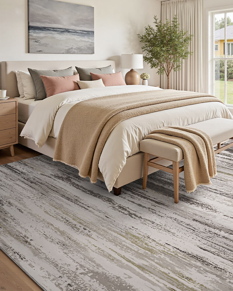 Low profile modern area rug designed for contemporary homes with a refined aesthetic