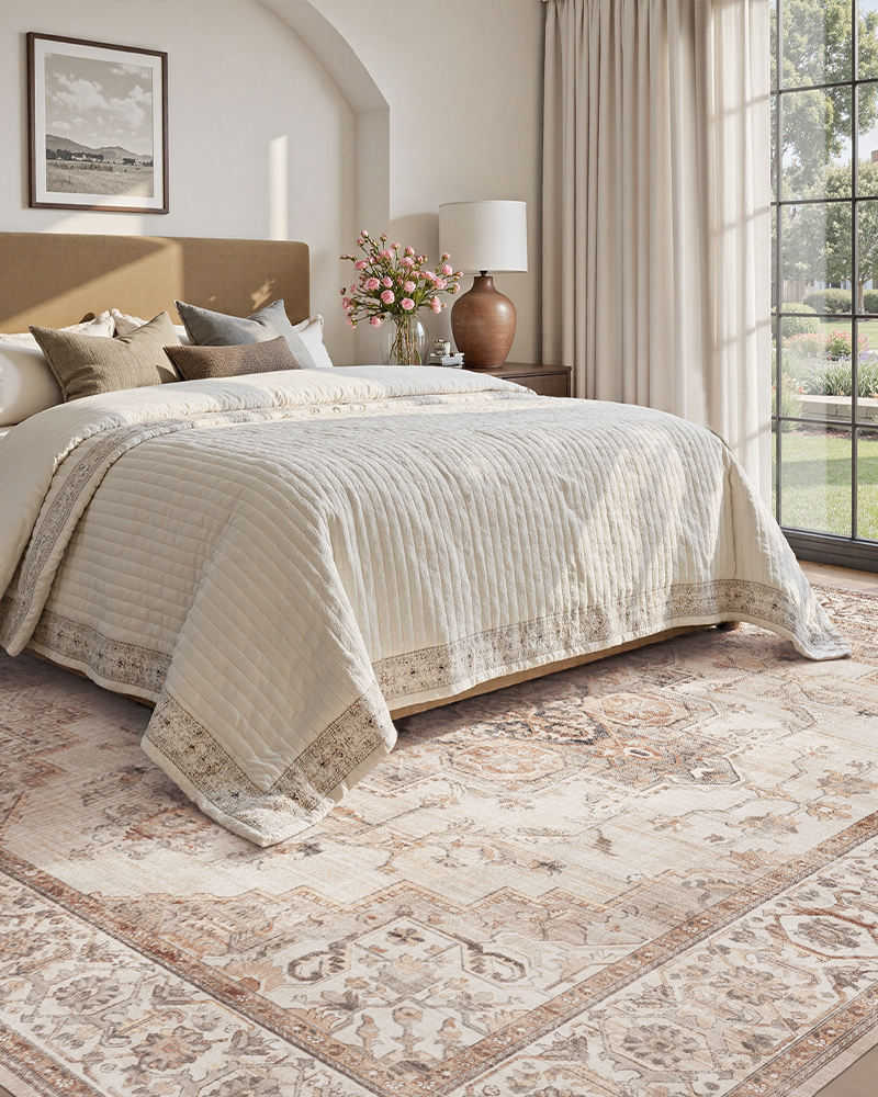 MontVoo vintage rug, soft and warm area rug for nursery or children's bedroom.