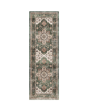 MontVoo neutral Persian-inspired area rug, soft and warm, non-slip for lounge or bedroom use.