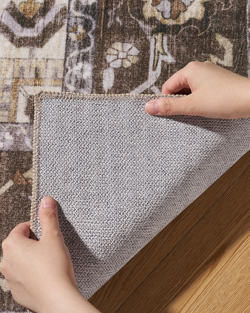 MontVoo vintage rug featuring soft abstract design, adds effortless elegance to dining spaces.