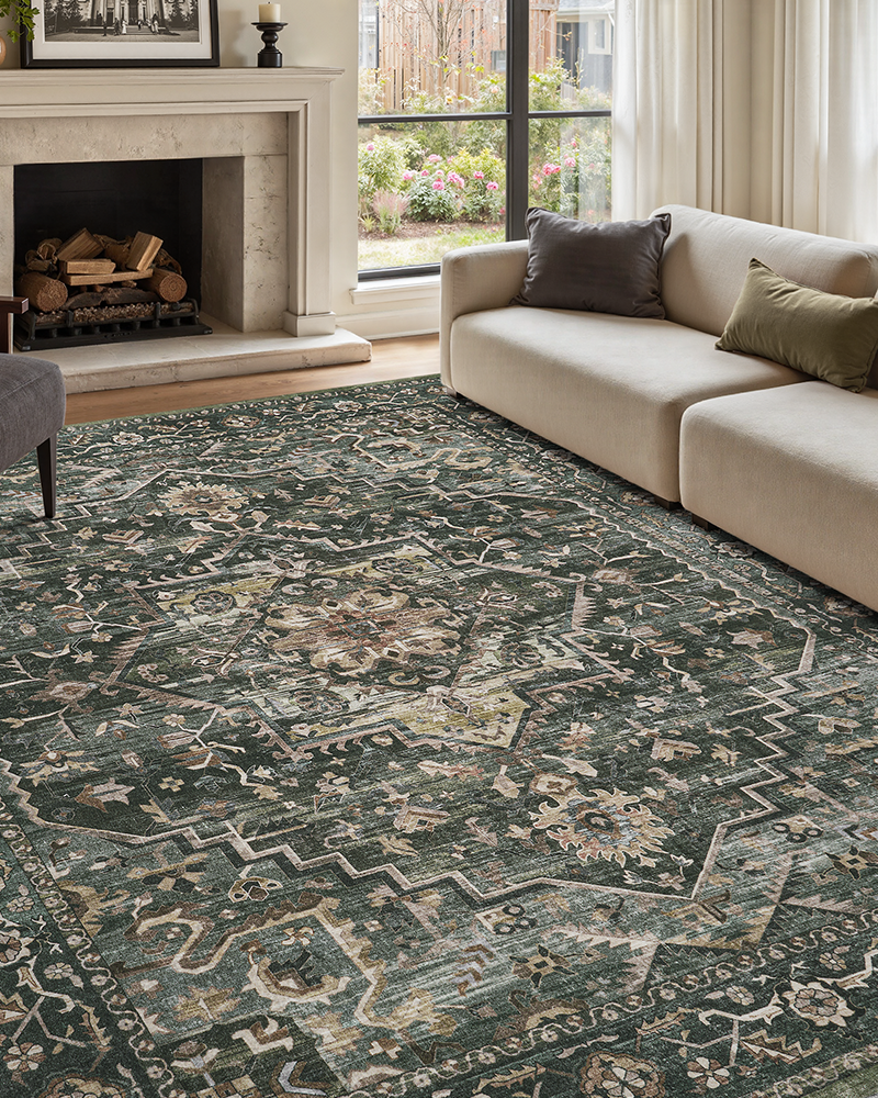 MontVoo abstract vintage rug with soft fibers, adds warmth and comfort to cozy homes.