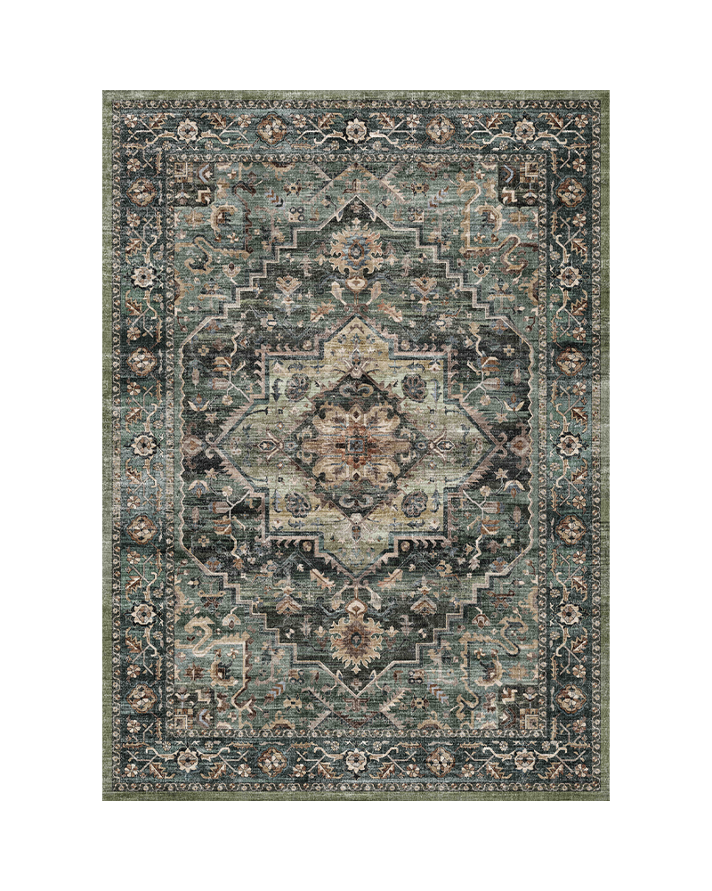 MontVoo vintage rug, washable and plush, ideal for warm, cozy living rooms.