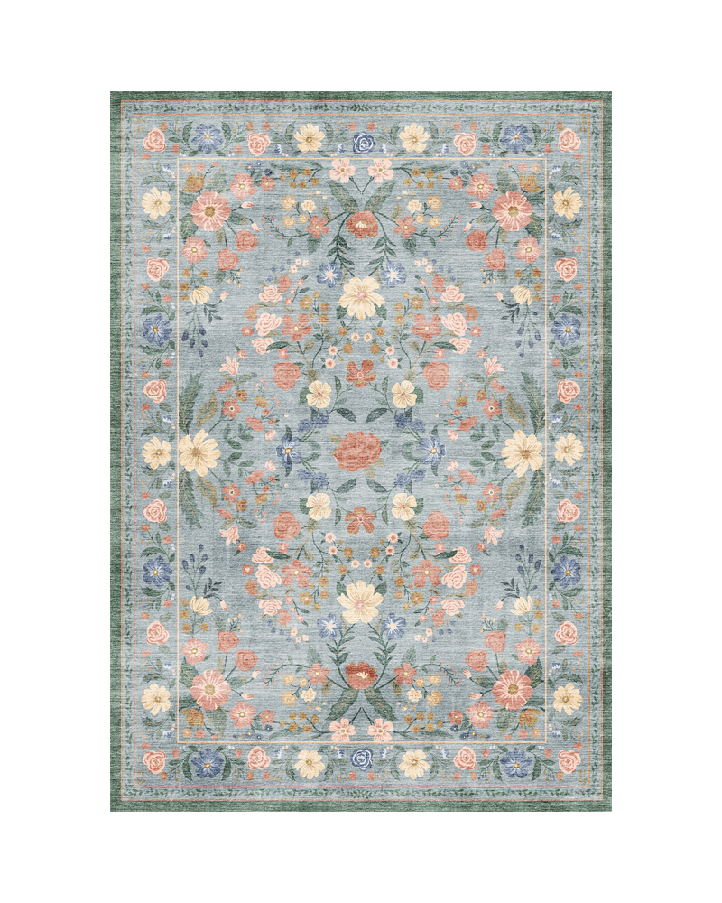 MontVoo vintage area rug, washable and soft, ideal for bedroom and living room floors.