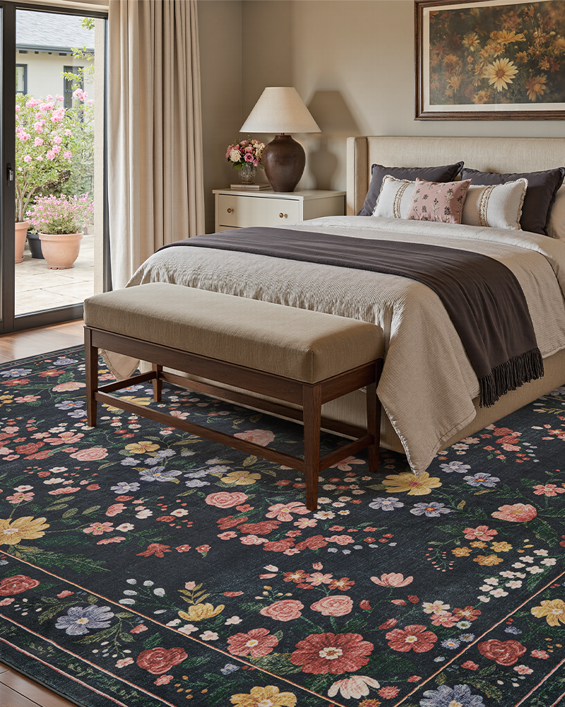 MontVoo vintage area rug, soft and cozy, ideal for living room and bedroom comfort.