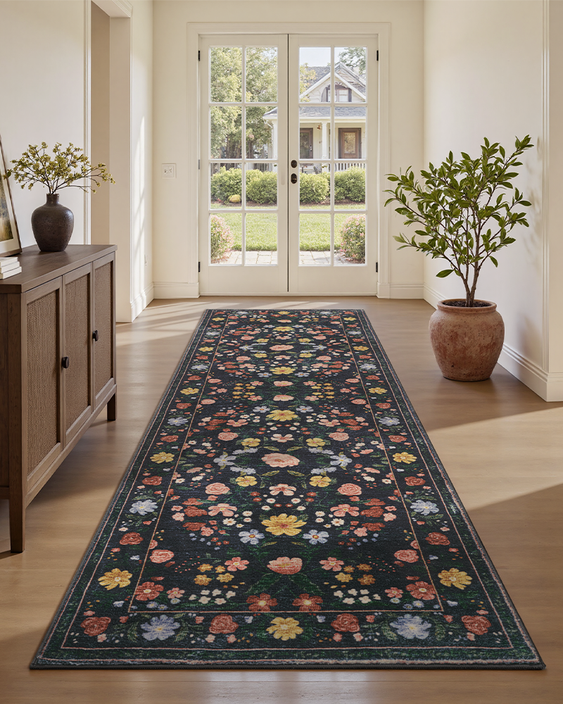 MontVoo vintage area rug, durable, washable and soft, ideal for bedroom and living room.