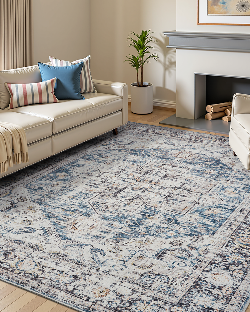 MontVoo Rugs Vintage Area Rug with Non-Slip Backing, Soft and Warm Carpet
