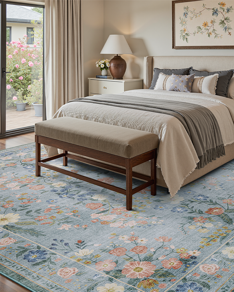 MontVoo vintage area rug, soft and warm, suitable for office and bedroom spaces.