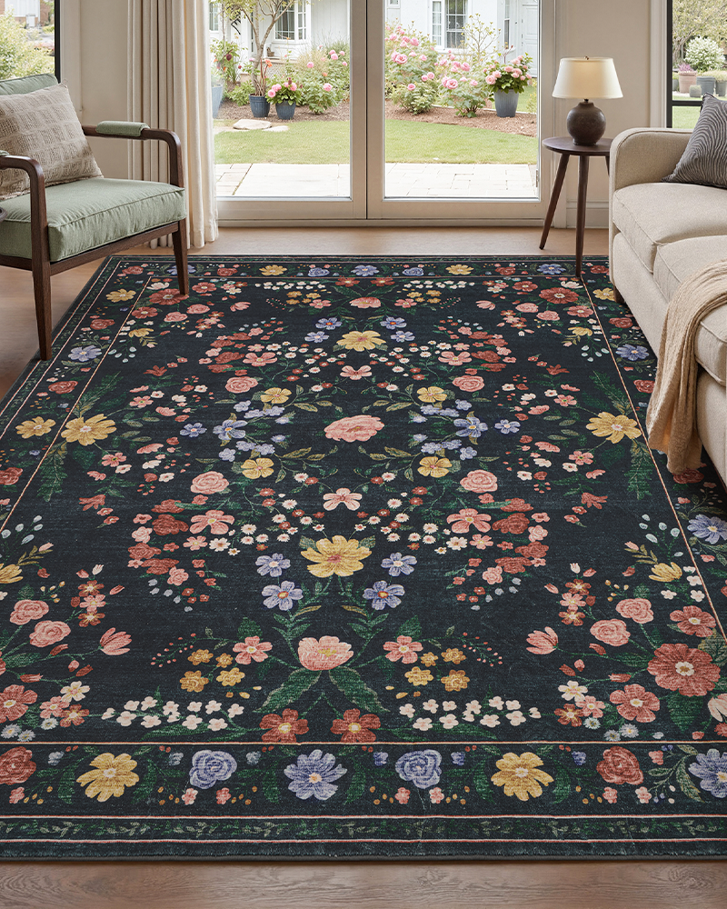 MontVoo vintage area rug, non-slip and durable, perfect for office and dining areas.