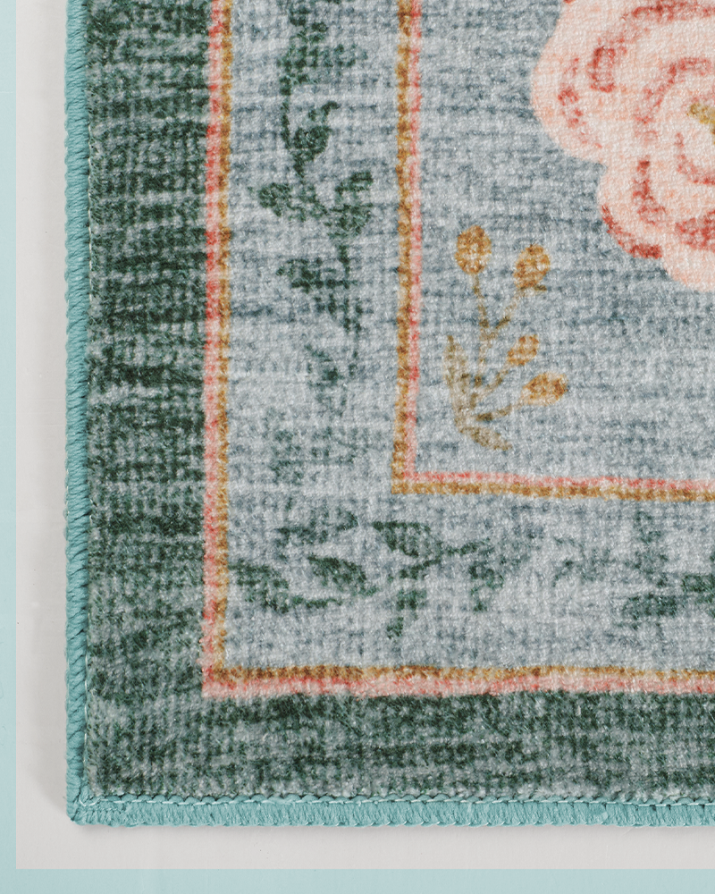 MontVoo vintage area rug, washable and durable, perfect for dining and office areas.