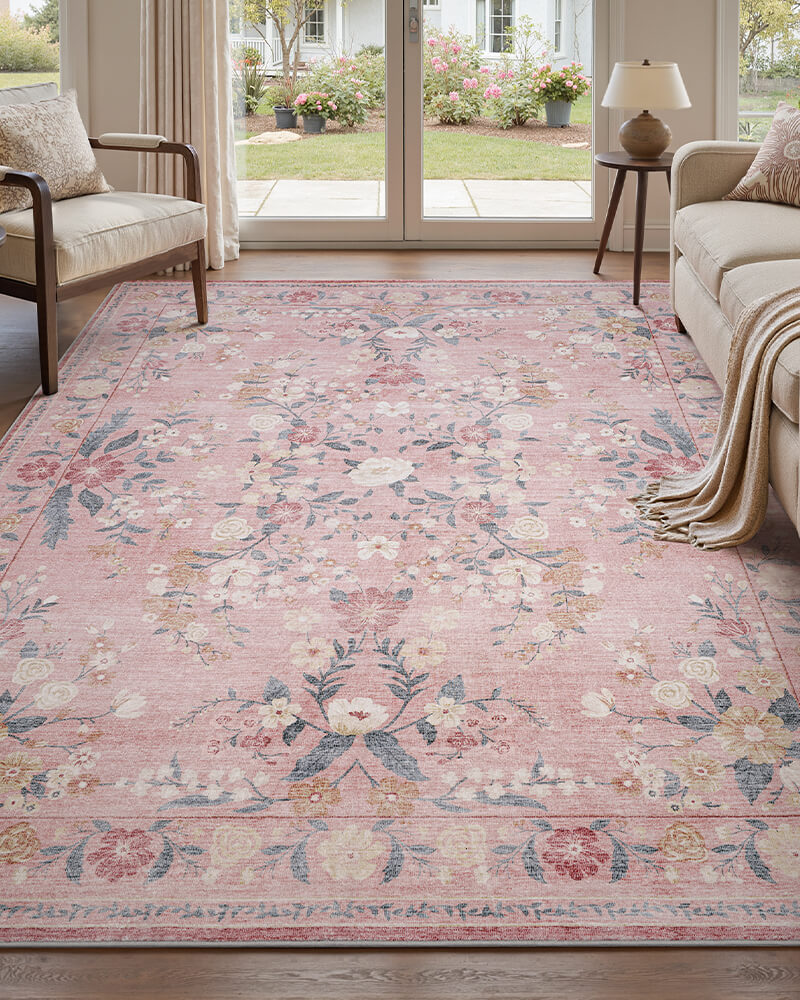 Busy Rugs Vintage Decor Floral Rug | Washable & for Busy Home | MontVoo Rugs ...