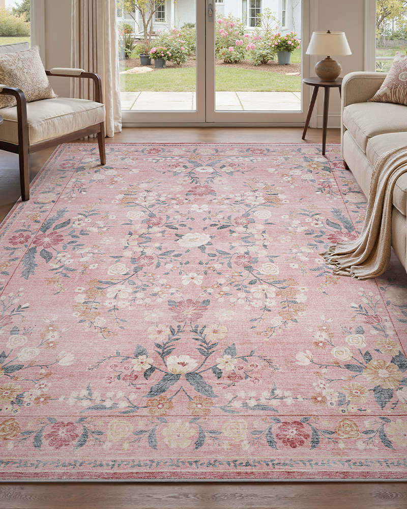 MontVoo vintage area rug, soft touch and cozy, ideal for living room and bedroom floors.
