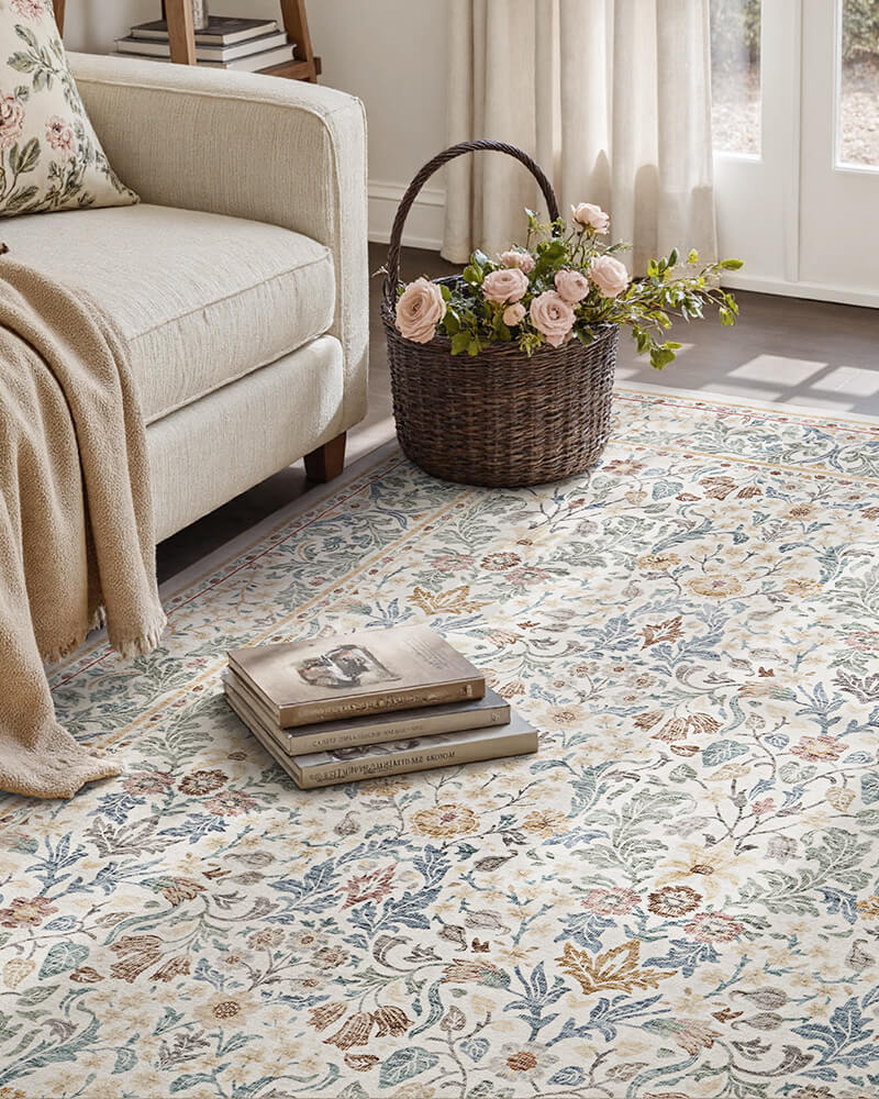 Vintage area rug suitable for active home lifestyles with easy upkeep