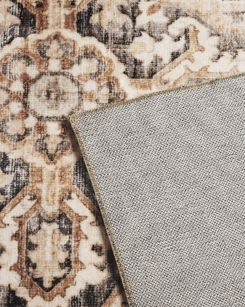 MontVoo boho vintage area rug, washable and durable, ideal for bedroom or living room decor.
