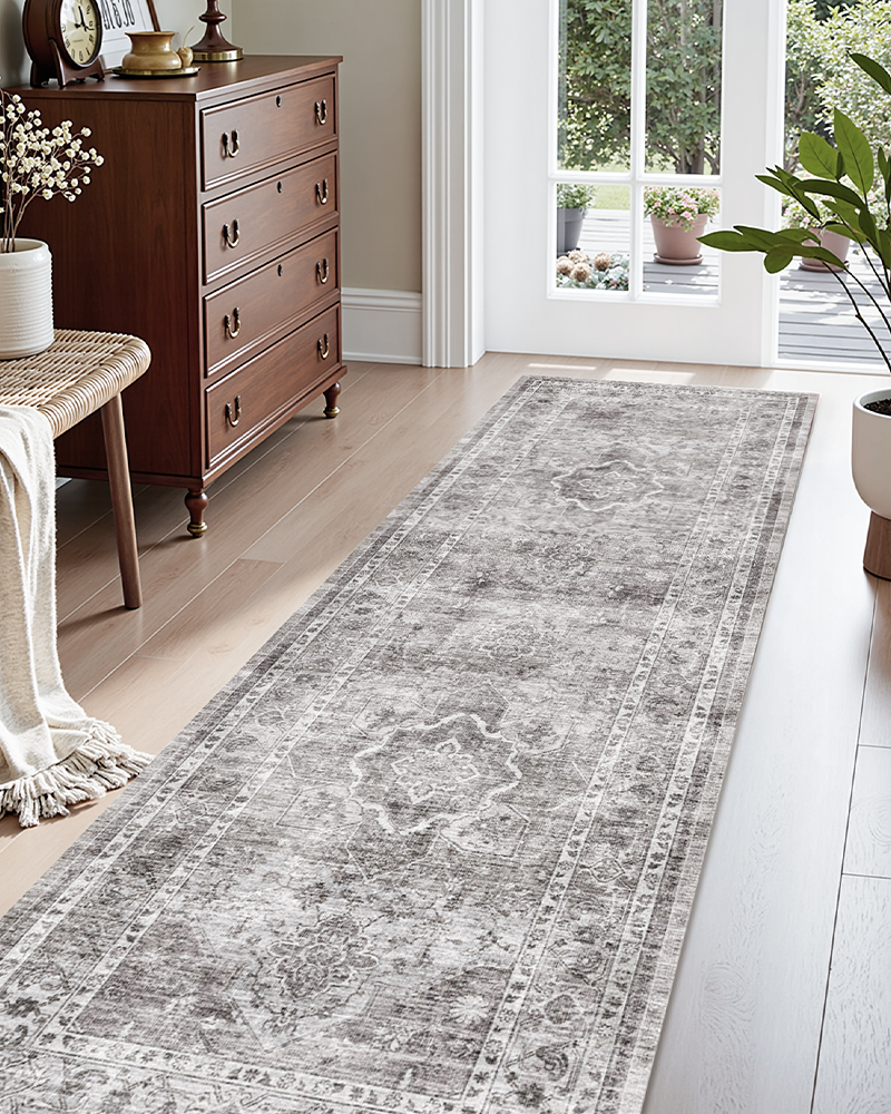 MontVoo Persian star medallion area rug, soft fibers, non-slip, suitable for living room or lounge.