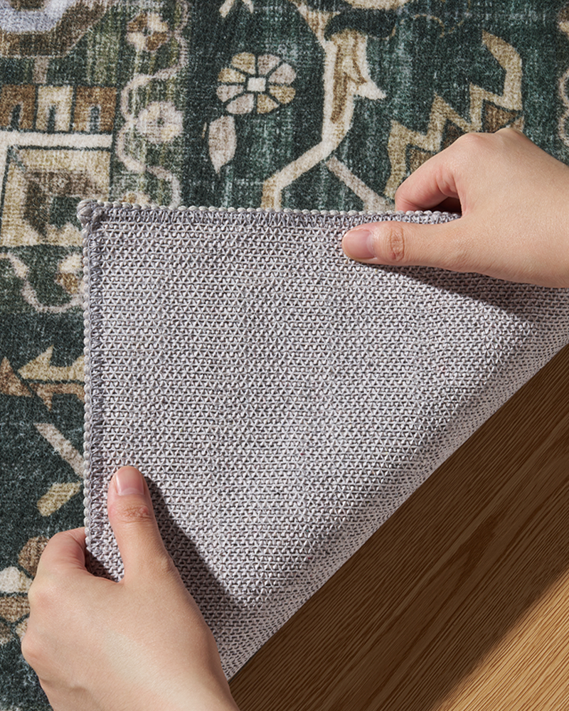 MontVoo soft abstract vintage rug, washable and elegant, perfect for cozy living rooms.