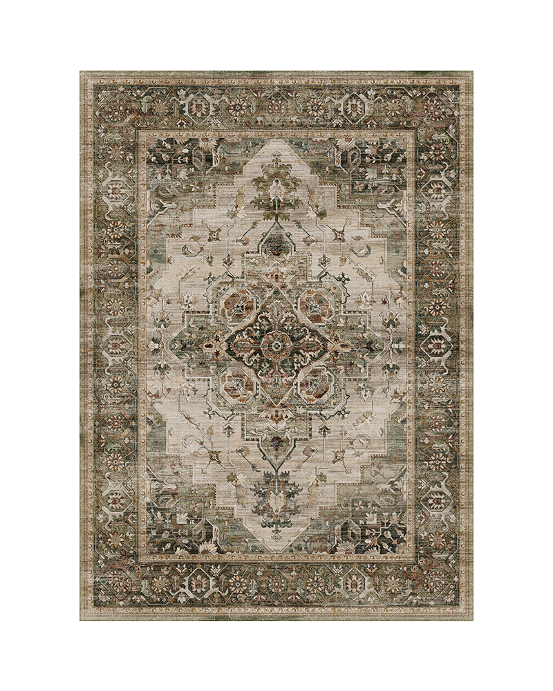 MontVoo vintage area rug, washable and safe for nursery, soft and cozy surface.