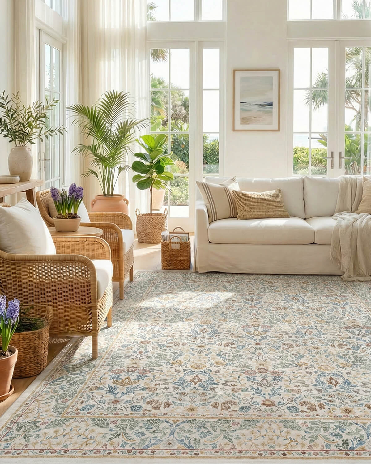 Montvoo florin washable area rug beige