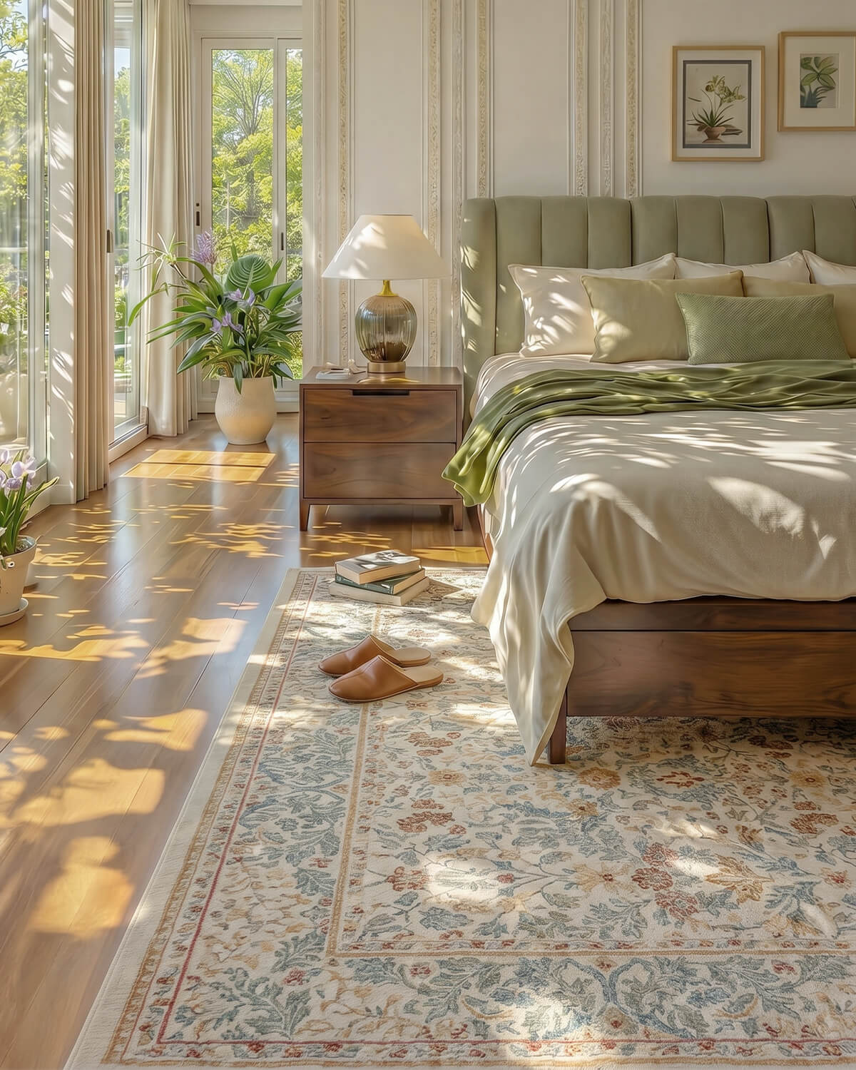 montvoo florin beige washable area rugs in bedroom