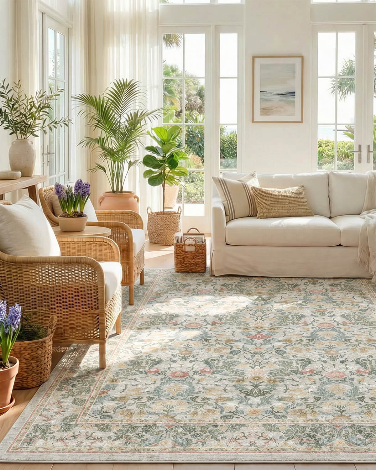 Vintage Traditional Floral Rug | Washable & Family Safe | MontVoo