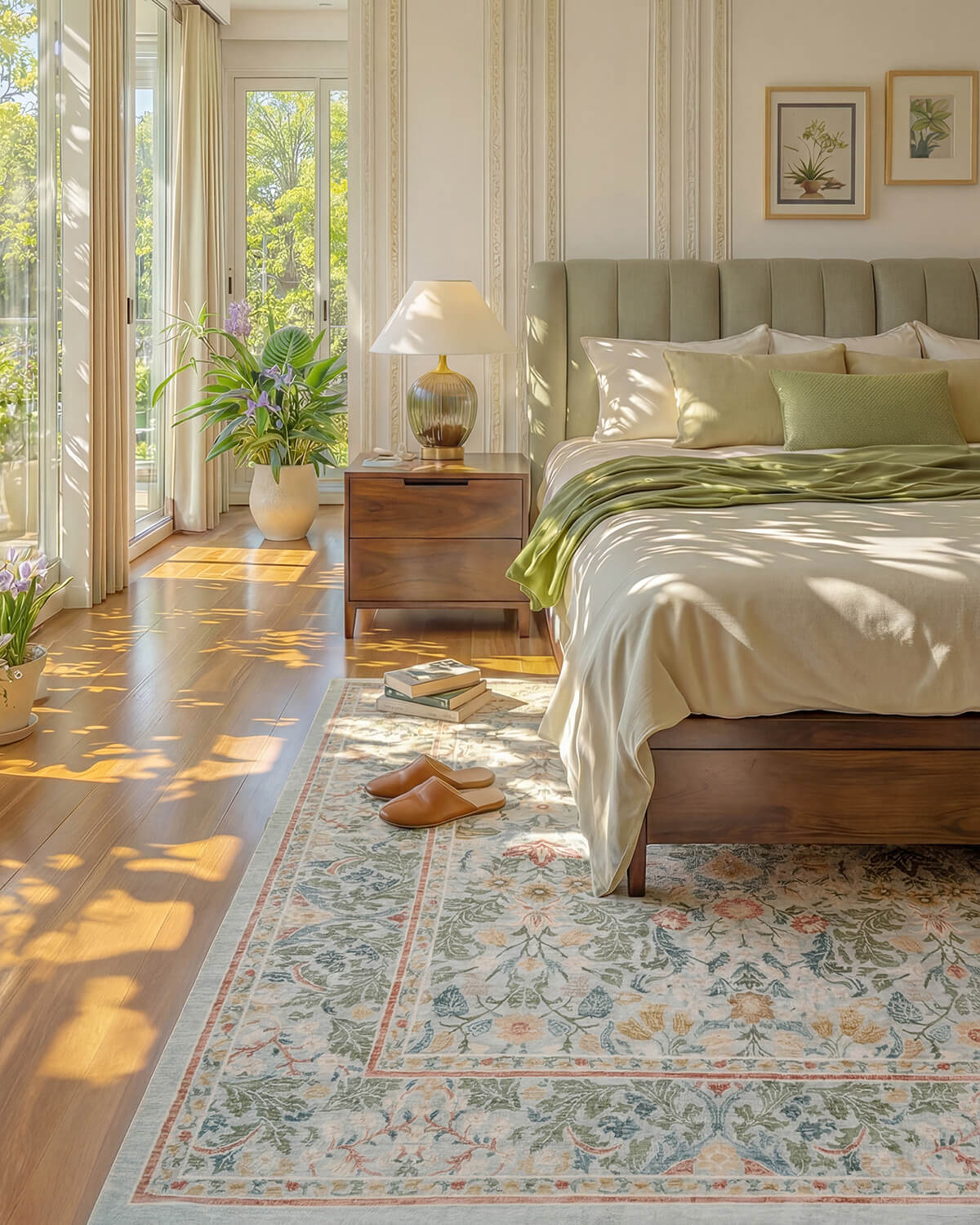 montvoo florin 5x7 washable area rugs green for bedroom