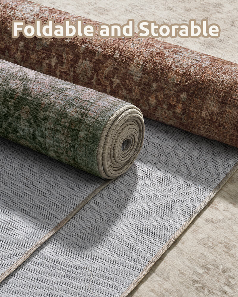 Timeless vintage rug with practical non-slip backing for daily use
