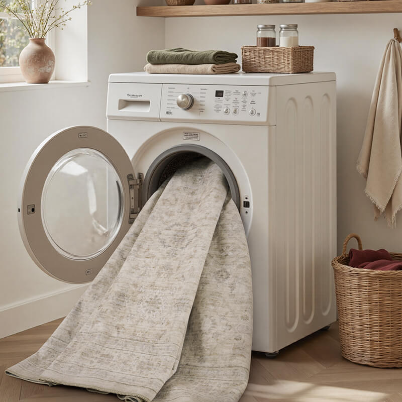 Vintage area rug offering comfort and durability for busy households