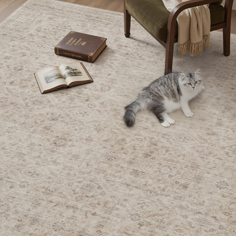 Easy-care vintage rug made for homes with pets and kids