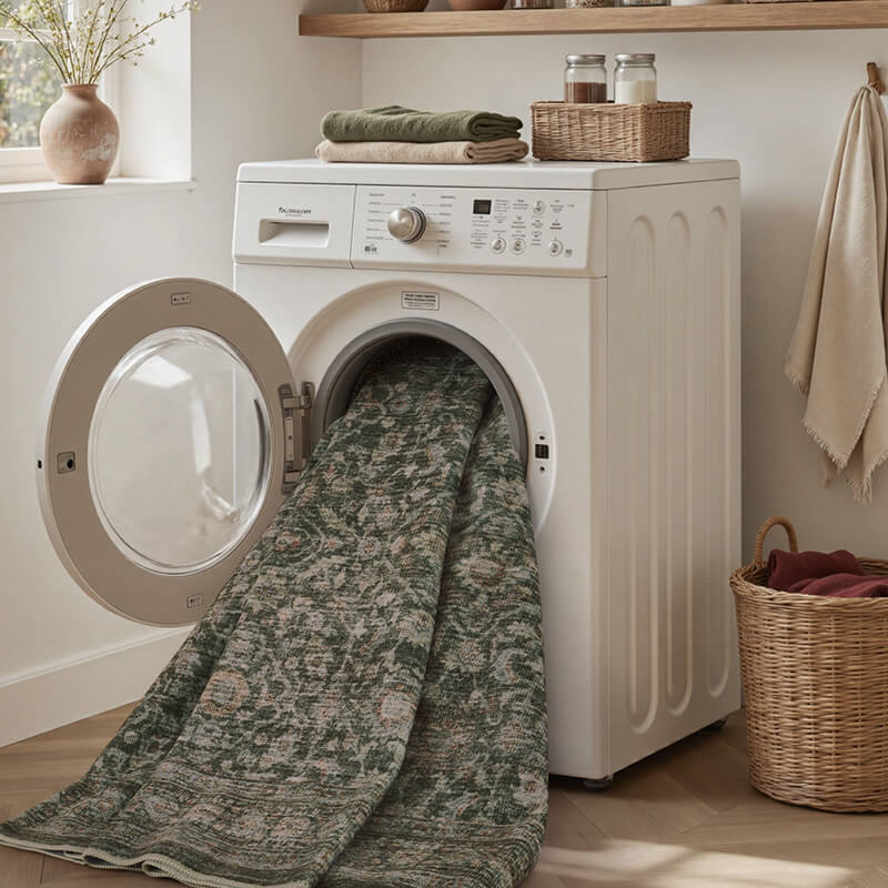 Traditional vintage rug created for effortless home maintenance