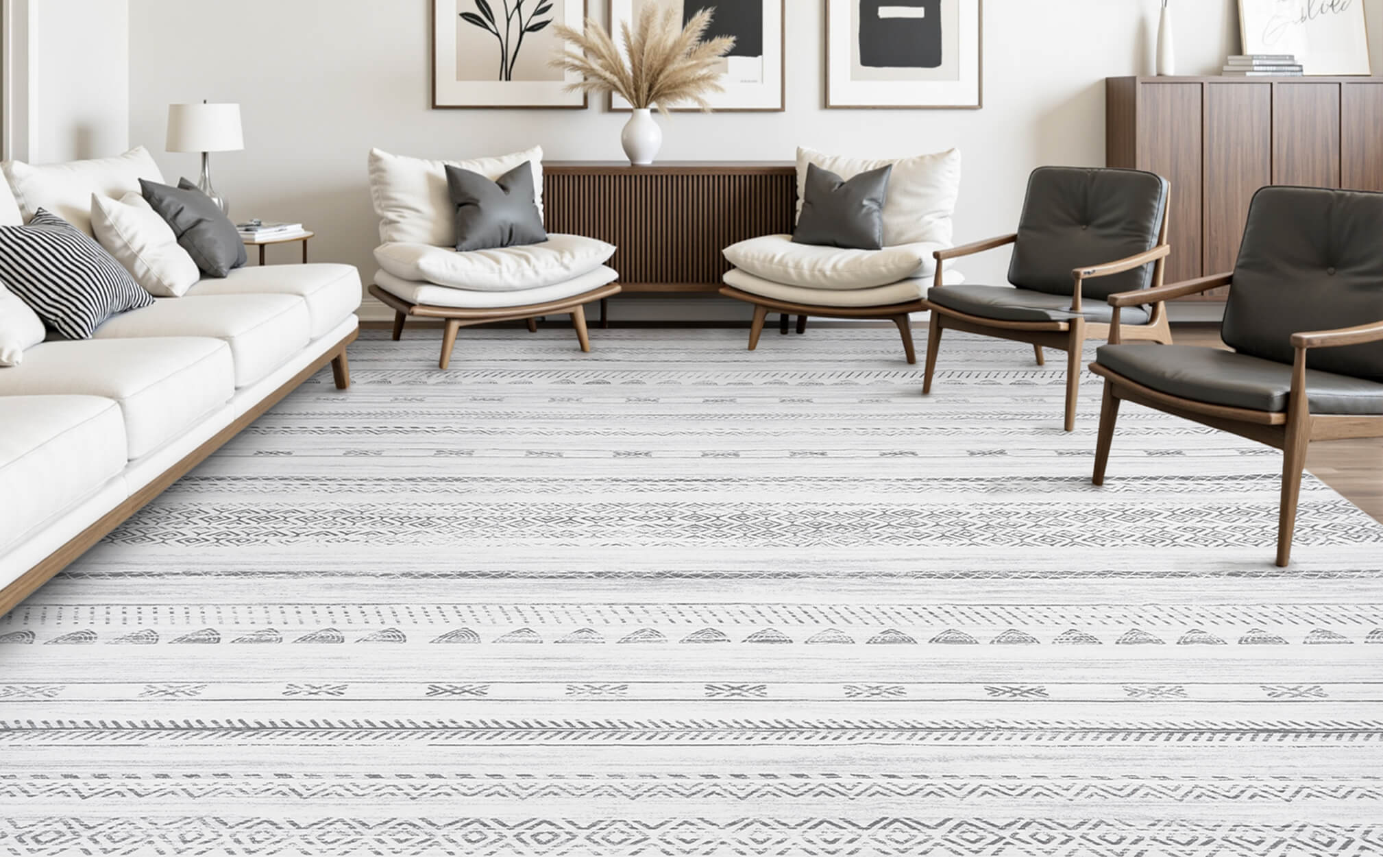 Modern style rug offering comfort without visual clutter