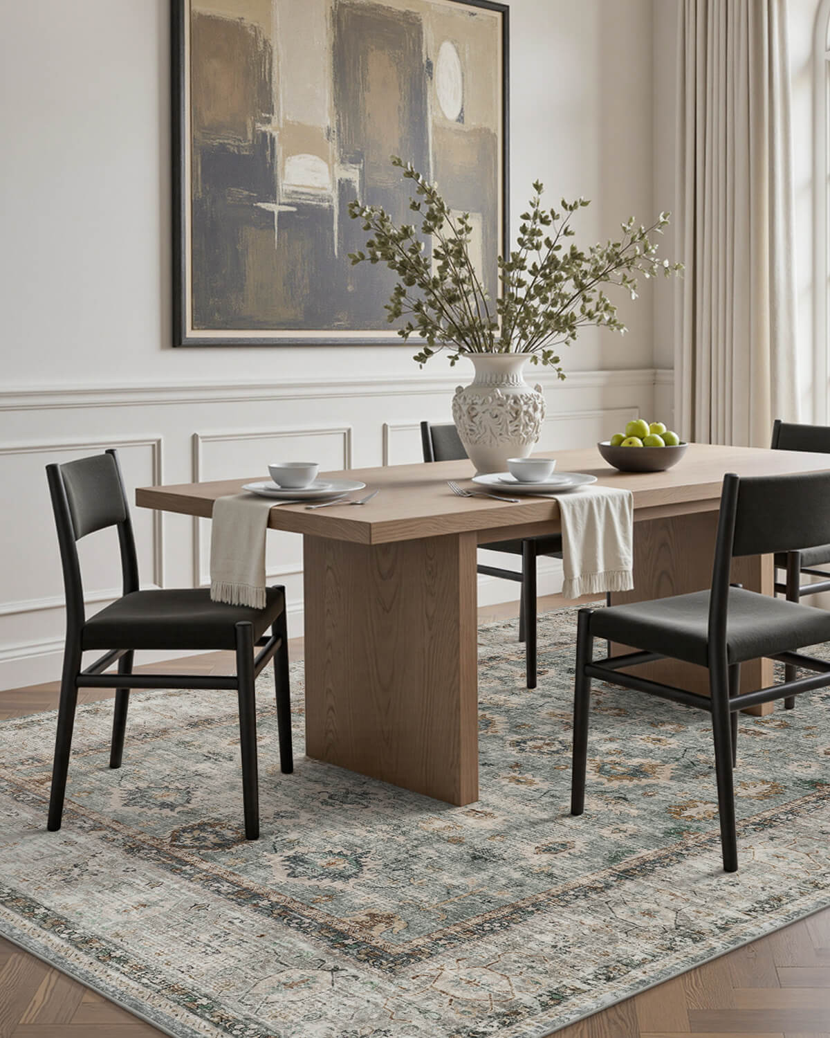 Floral vintage soft area rug built for busy households