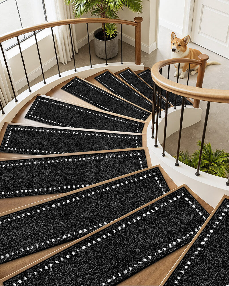 Stair treads designed to help prevent slips and falls indoors